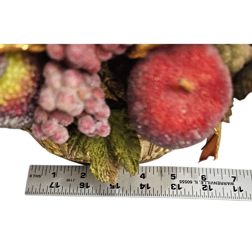 Vintage Faux Fruit Basket Floral Arrangement Gold‎ Accent Home Decor